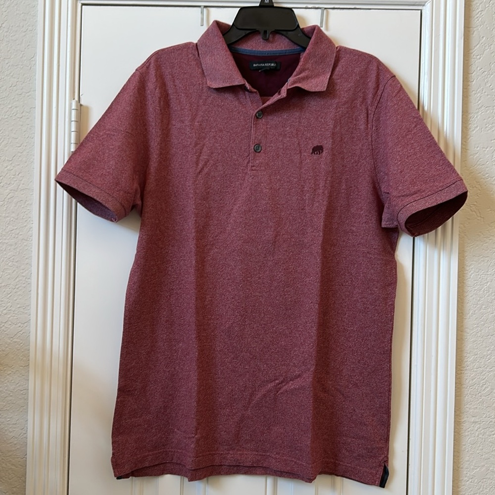 Banana Republic Men’s Polo Shirt Size Large Red Heathered Elephant Logo Large